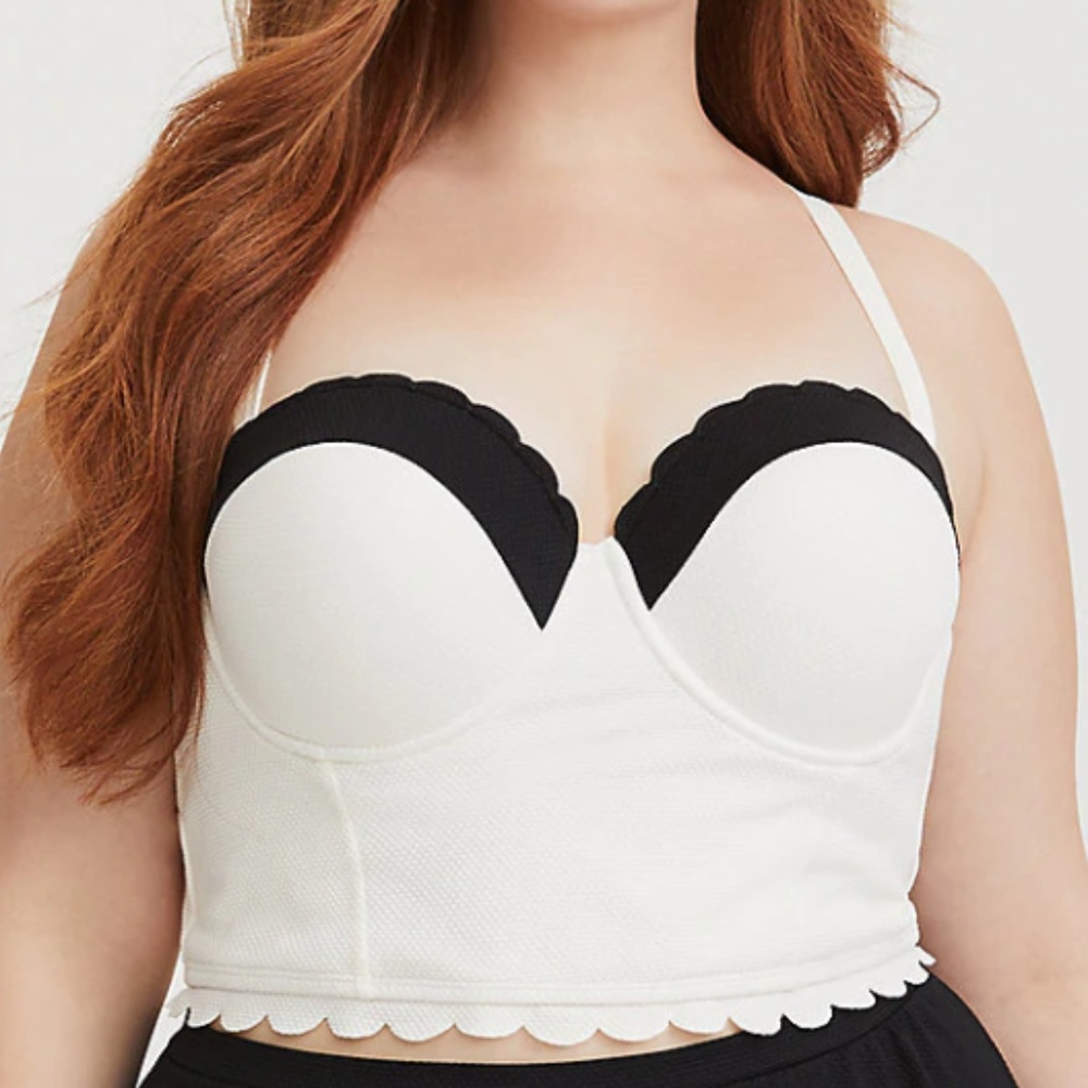 Black and White Scalloped Midkini
